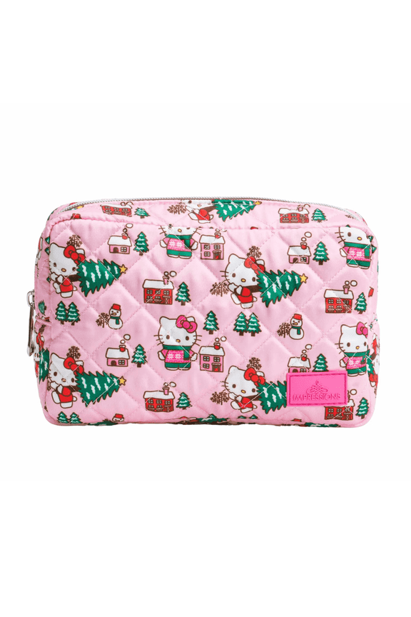 Impressions Vanity Hello Kitty Cozy Cosmetic Holiday Artwork Pouch with Silver Zipper Pocket