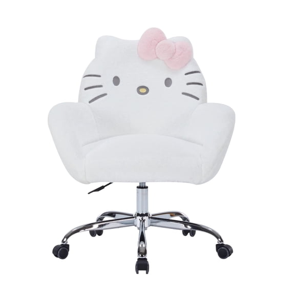 Impressions Vanity Hello Kitty Cozy Swivel Vanity Chair with 360 Degree Rolling Wheels (White)