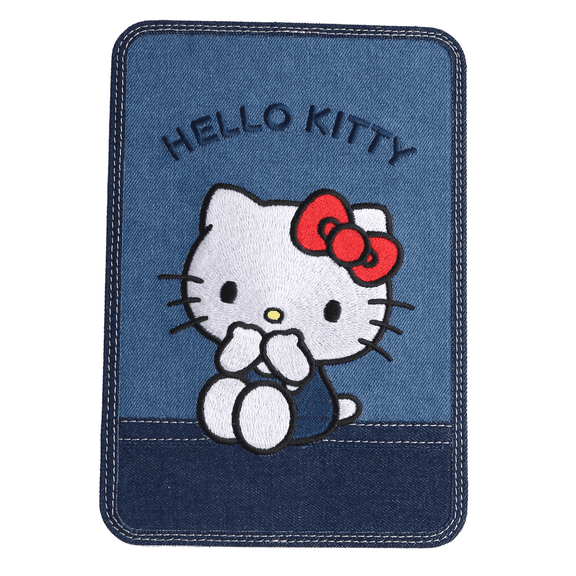 Impressions Vanity Hello Kitty Denim Touch Pad Folio LED Makeup Mirror, Tri Tone Lighting, Portable, USB C Rechargeable