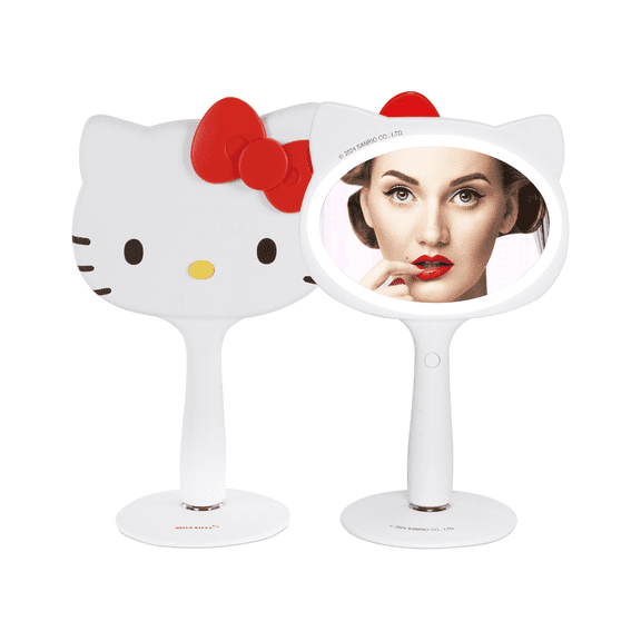 Impressions Vanity Hello Kitty Figural Shaped LED Handheld Makeup Mirror with Standing Base
