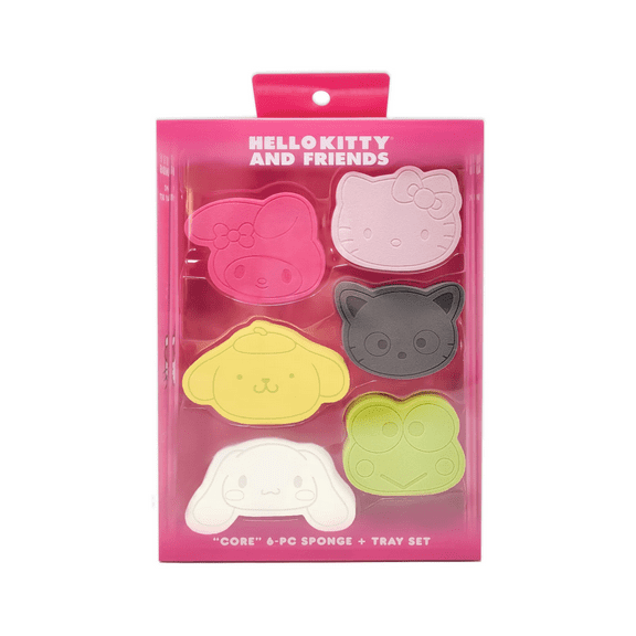Impressions Vanity Hello Kitty Friends Core 6 PC Multi Colors Blending Sponge Set with Tray