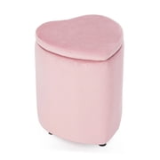 Impressions Vanity Hello Kitty Heart Storage Ottoman, Velvety Fabric Padded Makeup Stool