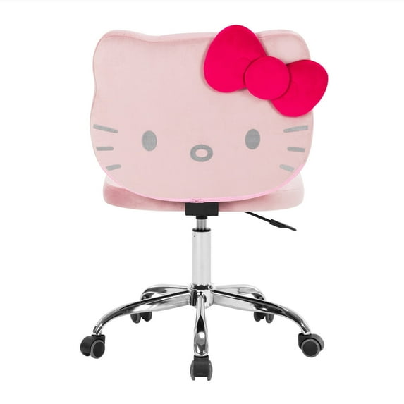 Impressions Vanity Hello Kitty Kawaii Swivel Vanity Armless Chair with Wheels Rolling (Pink)
