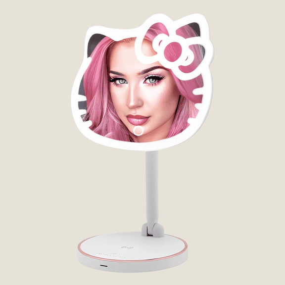 Impressions Vanity Hello Kitty LED Makeup Desk Mirror, 360 Degree Rotation, Touch Sensor, White