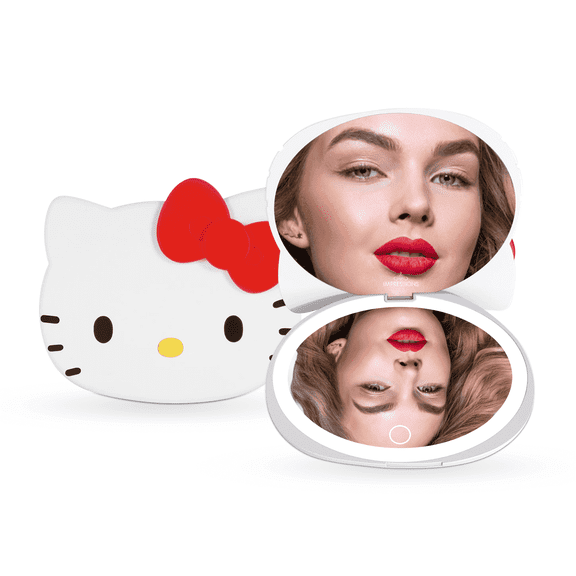 Impressions Vanity Hello Kitty Compact Mirror with LED Light, 3X Magnification, Adjustable Brightness
