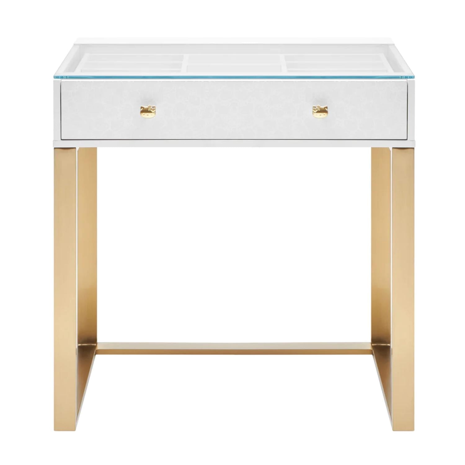 Impressions Vanity Hello Kitty SlayStation Vanity Table with Drawers, Makeup Vanity Dressing Table (Gold)