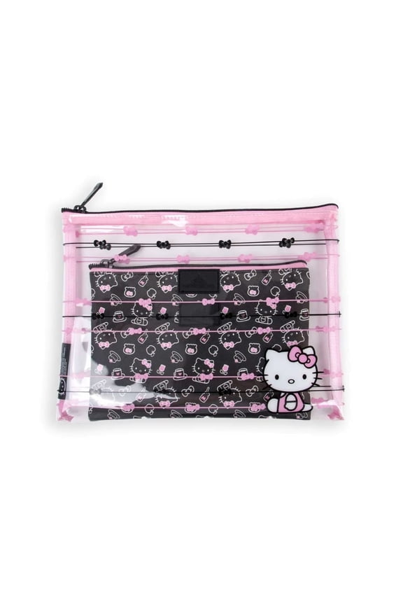 Impressions Vanity Hello Kitty Slim 2 Pcs Makeup Pouch Set, Waterproof Zippered Travel Cosmetic Bag