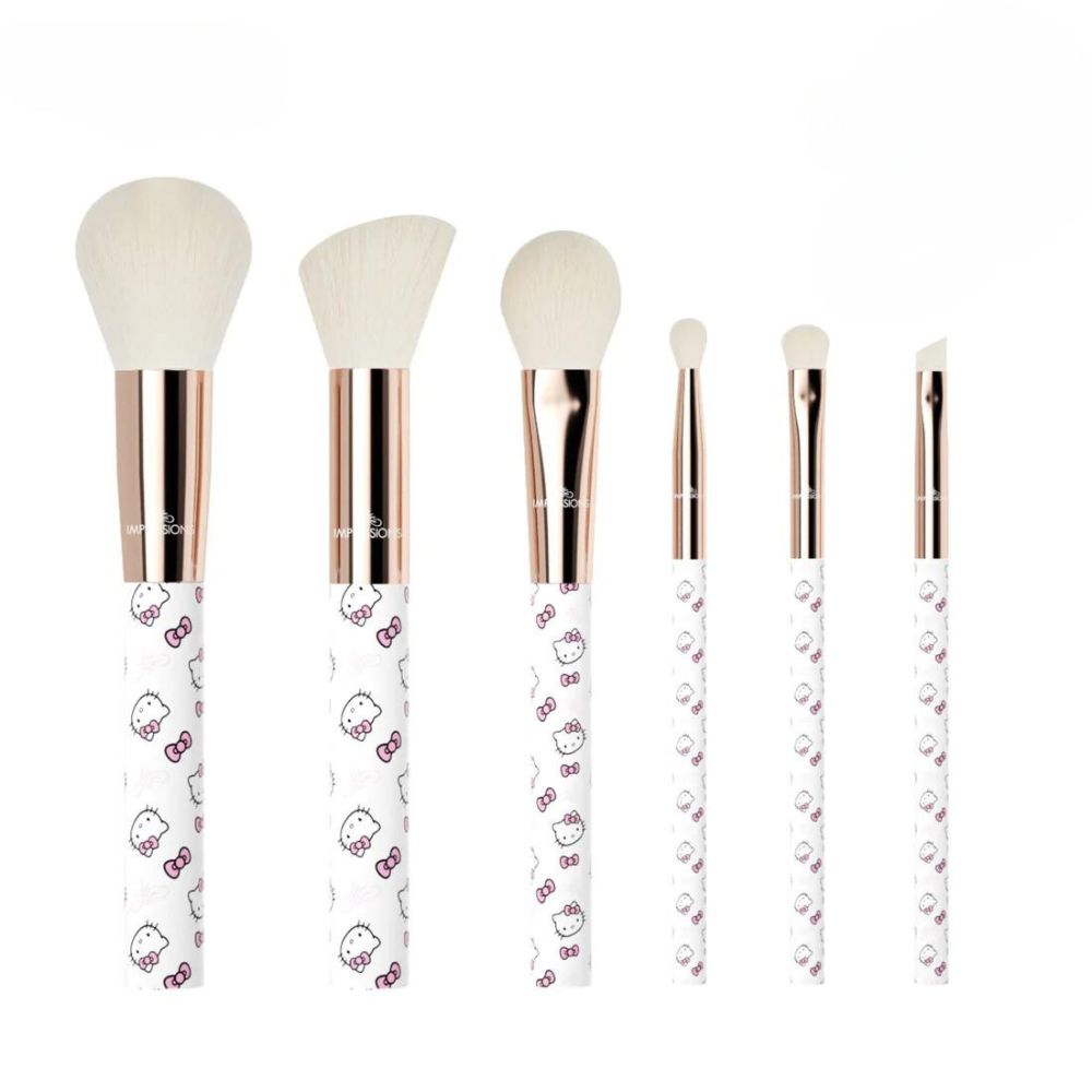 Impressions Vanity Hello Kitty Supercute Signature Makeup Brush Set, 6Pcs Aluminum Ferrule (White) - image 1 of 5