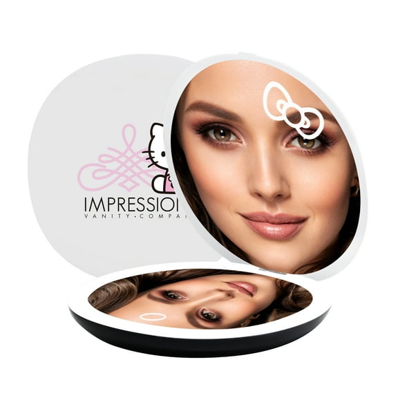 Impressions Vanity Hello Kitty Swirl Lighted Compact Mirror with 3X Magnification (White)