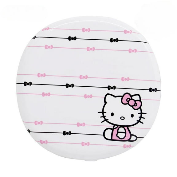 Impressions Vanity Hello Kitty The Stripe LED Compact Mirror, Travel Makeup Mirror (White)
