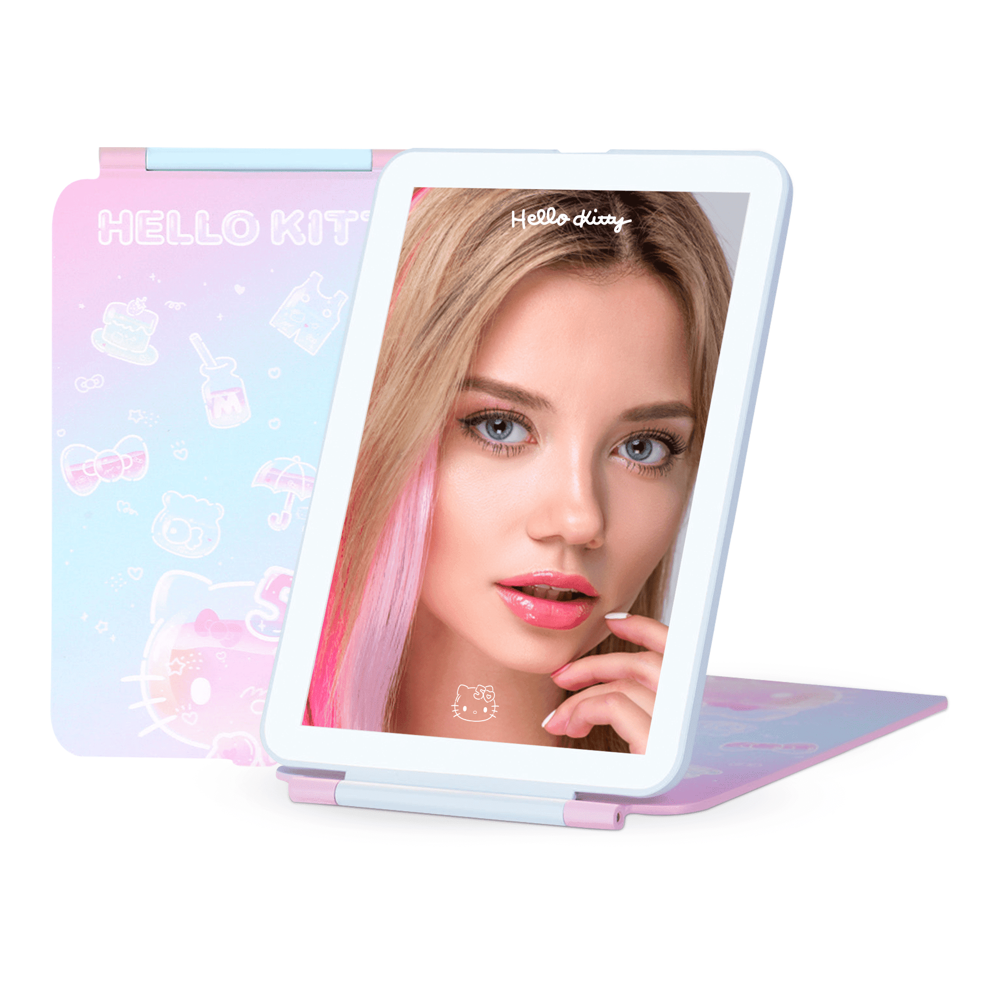 Impressions Vanity Hello Kitty Touch Pad Mini Mirror for Purse, Compact Mirror with Lights