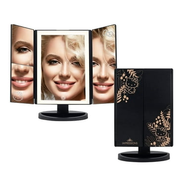 Impressions Vanity Hello Kitty Trifold LED Tri Tone Makeup Mirror with Magnification (Black)