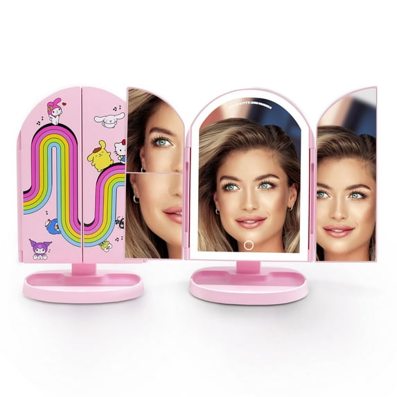 Impressions Vanity Hello Kitty and Friends Core Trifold LED Makeup Mirror with Dual Magnification