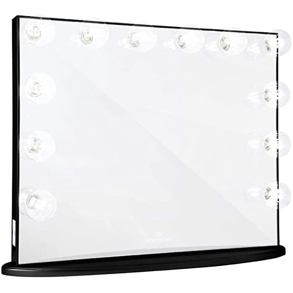 Impressions Vanity Hollywood Glow Lite Plus LED Makeup Mirror, Vanity Mirror for Desk (Pro Black)