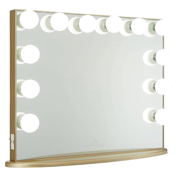 Impressions Vanity Hollywood Glow Plus Vanity Mirror with Lights and Detachable Base (Champagne Gold)