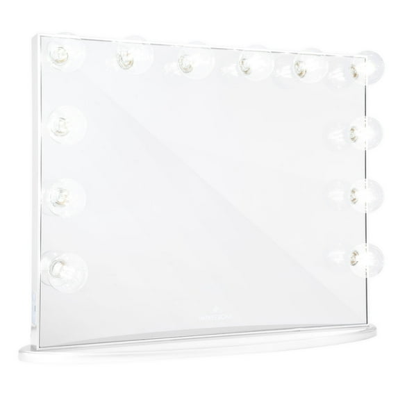 Impressions Vanity Hollywood Glow Plus Vanity Mirror with Lights and Detachable Base (Glossy White)