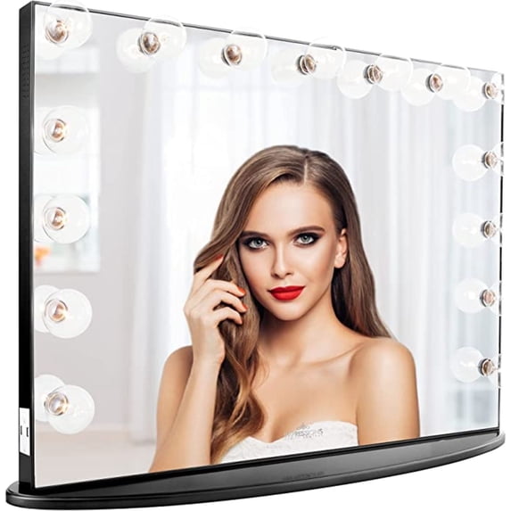 Impressions Vanity Hollywood Glow Pro LED Makeup Mirror, Tabletop Wall Mount with Detachable Base (Pro Black)