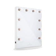 Impressions Vanity Hollywood Glow Vanity Mirror with Lights and Standing Base Glossy White