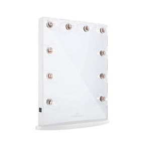Impressions Vanity Hollywood Glow Vanity Mirror with Lights and Standing Base (Glossy White)
