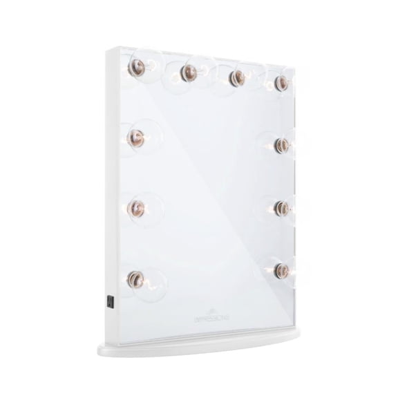 Impressions Vanity Hollywood Glow Vanity Mirror with Lights and Standing Base (Glossy White)