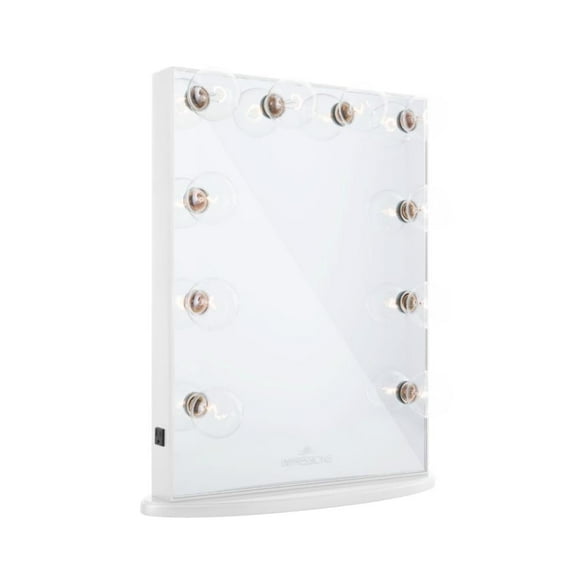 Impressions Vanity Hollywood Glow Vanity Mirror with Lights and Standing Base (Glossy White)