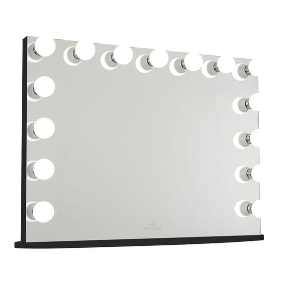 Impressions Vanity Hollywood Premiere Pro LED Makeup Mirror, Tabletop Wall Mount Lighted Vanity Mirrors with 15 Bulbs (Black)