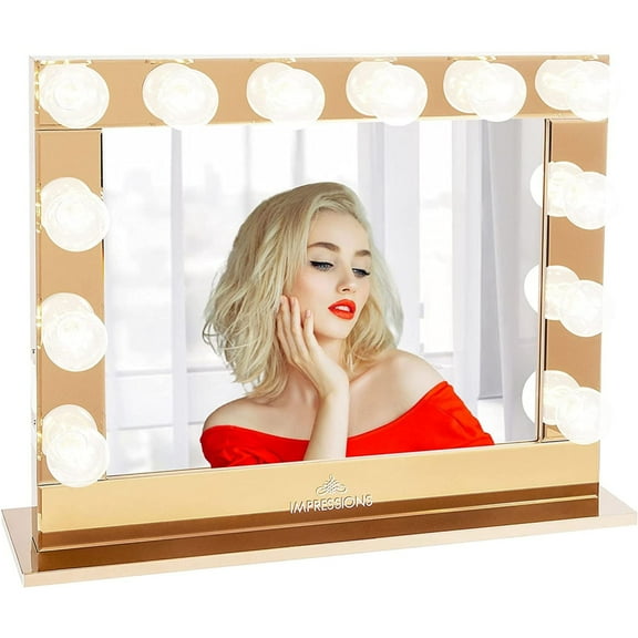 Impressions Vanity Hollywood Reflection Plus Vanity Mirror with 12 Clear Bulbs, Wall Mounting (Rose Gold)