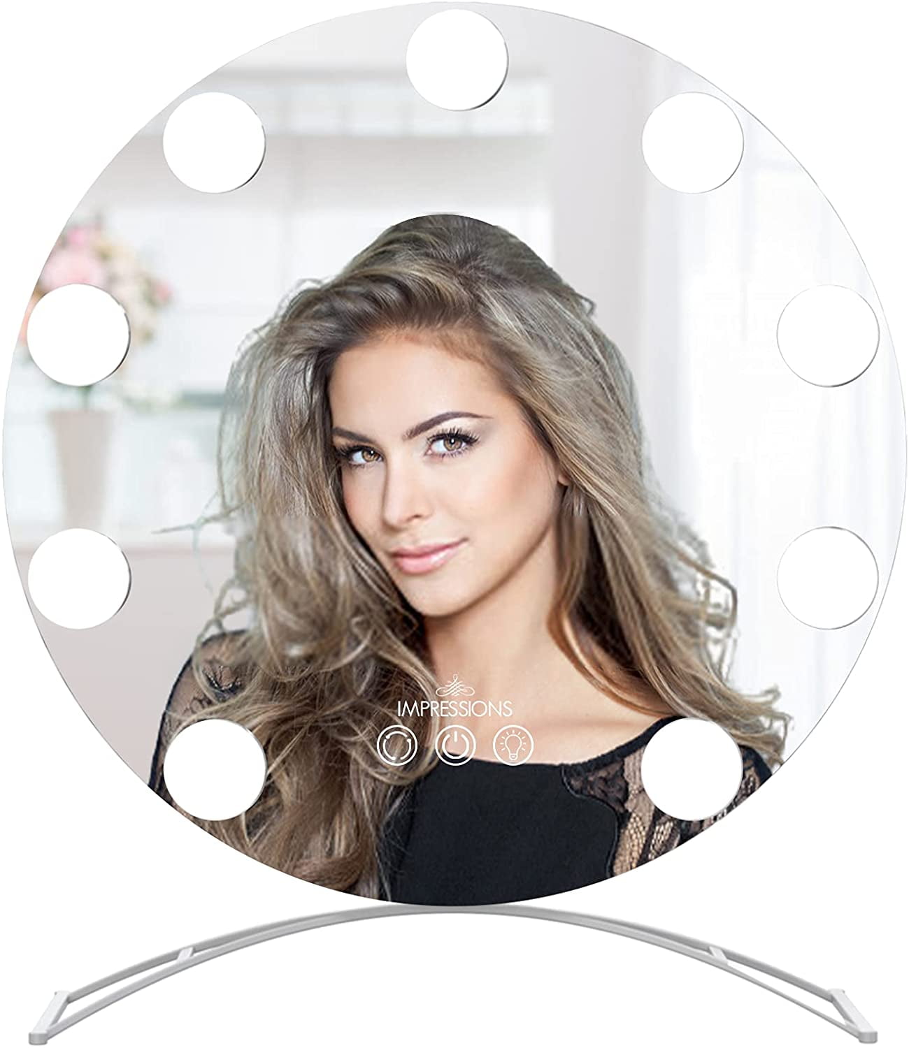 Impressions Vanity Hollywood Round Tabletop Tri Tone LED Modern Makeup