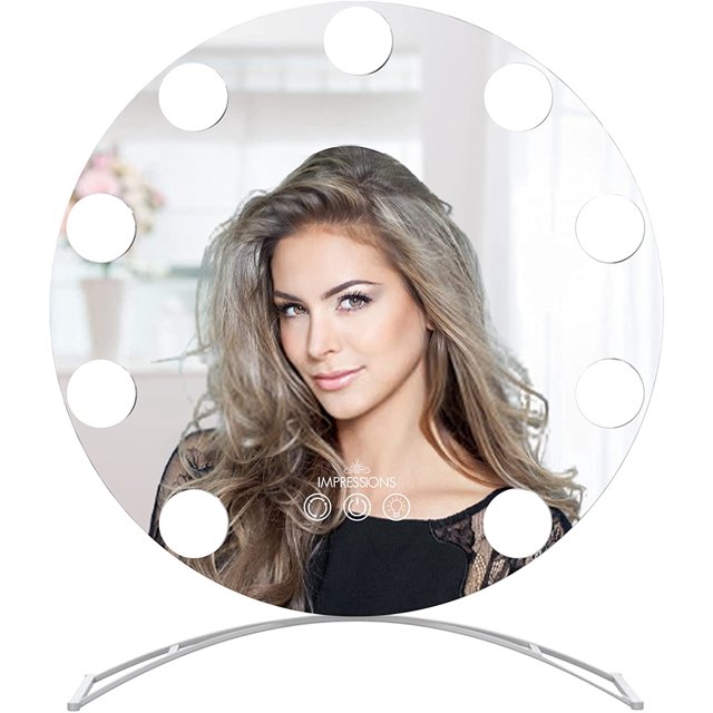 Impressions Vanity Hollywood Round Tabletop Tri Tone LED Modern Makeup