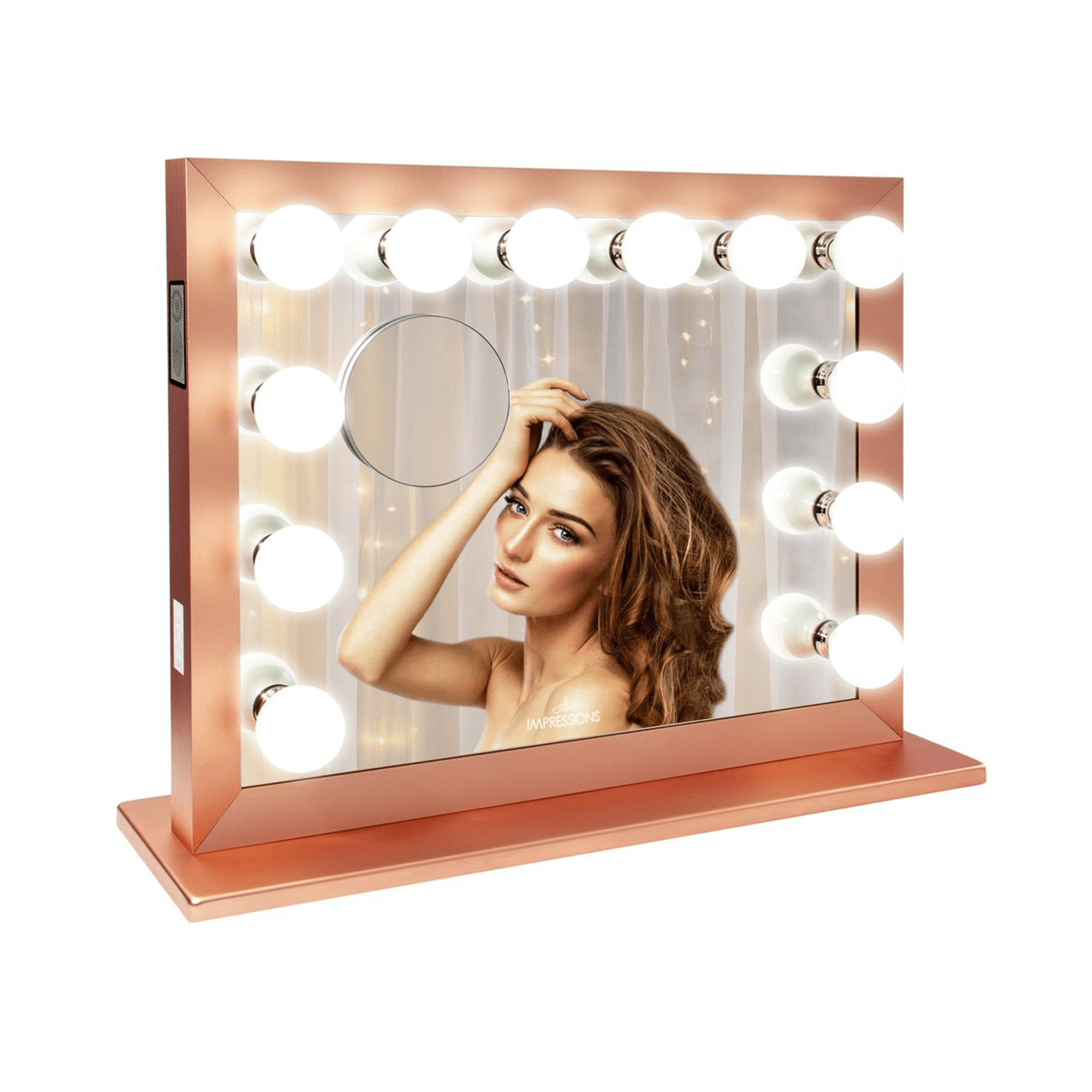 Impressions Vanity Hollywood Starlight Plus Makeup Mirror with 12 LED Lights and 5X Magnetic Glass Rose Gold