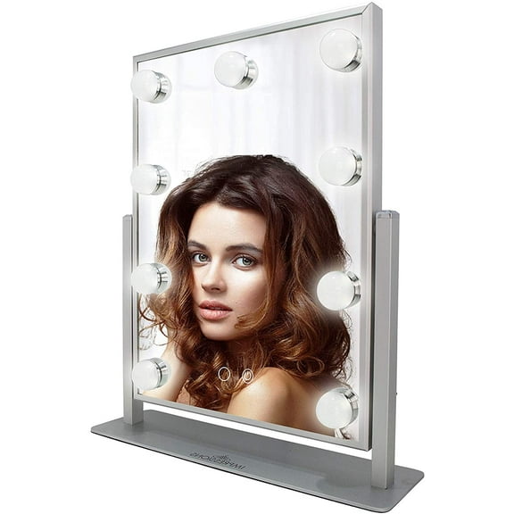 Impressions Vanity Hollywood Touch Duotone LED Makeup Mirror, Tabletop with Standing Base (Silver)