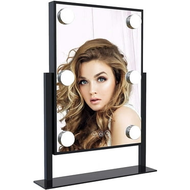 Impressions Vanity Hollywood Tri Tone LED Lighted Makeup Mirror, 360 Degree Swivel Mirror (Black)