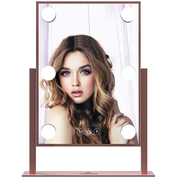 Impressions Vanity Hollywood Tri Tone LED Makeup Mirror, 360 Degree Swivel Mirror (Rose Gold)