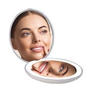 Impressions Vanity Infinity LED Compact Mirror with Strip Light, Bifold Makeup Mirror (White)