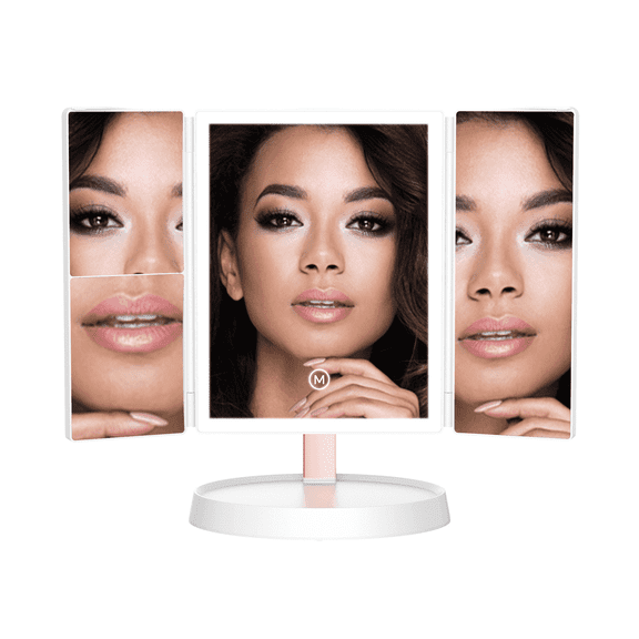 Impressions Vanity Infinity Trifold Beauty Makeup Mirror with Touch Sensor, Dual Magnifying (White)