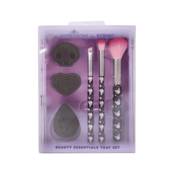 Impressions Vanity Kuromi Beauty Essentials Tray Set,Makeup Brushes, Sponges, Brush Tray