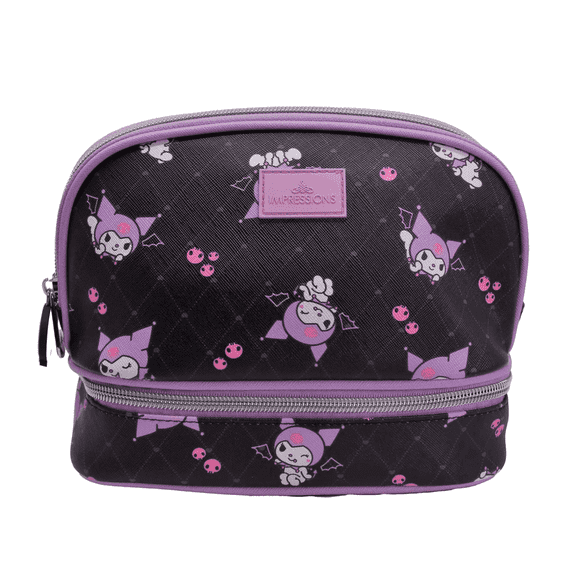 Impressions Vanity Kuromi Double Layer Makeup Bag with Top and Bottom Zippered Compartments