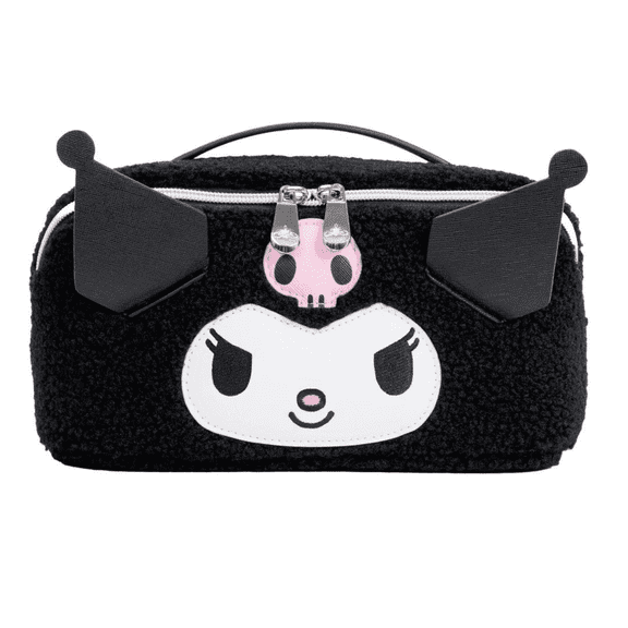 Impressions Vanity Kuromi Unfold Travel Makeup Bag, Opens Flat Cosmetic Bag with Dual Compartments