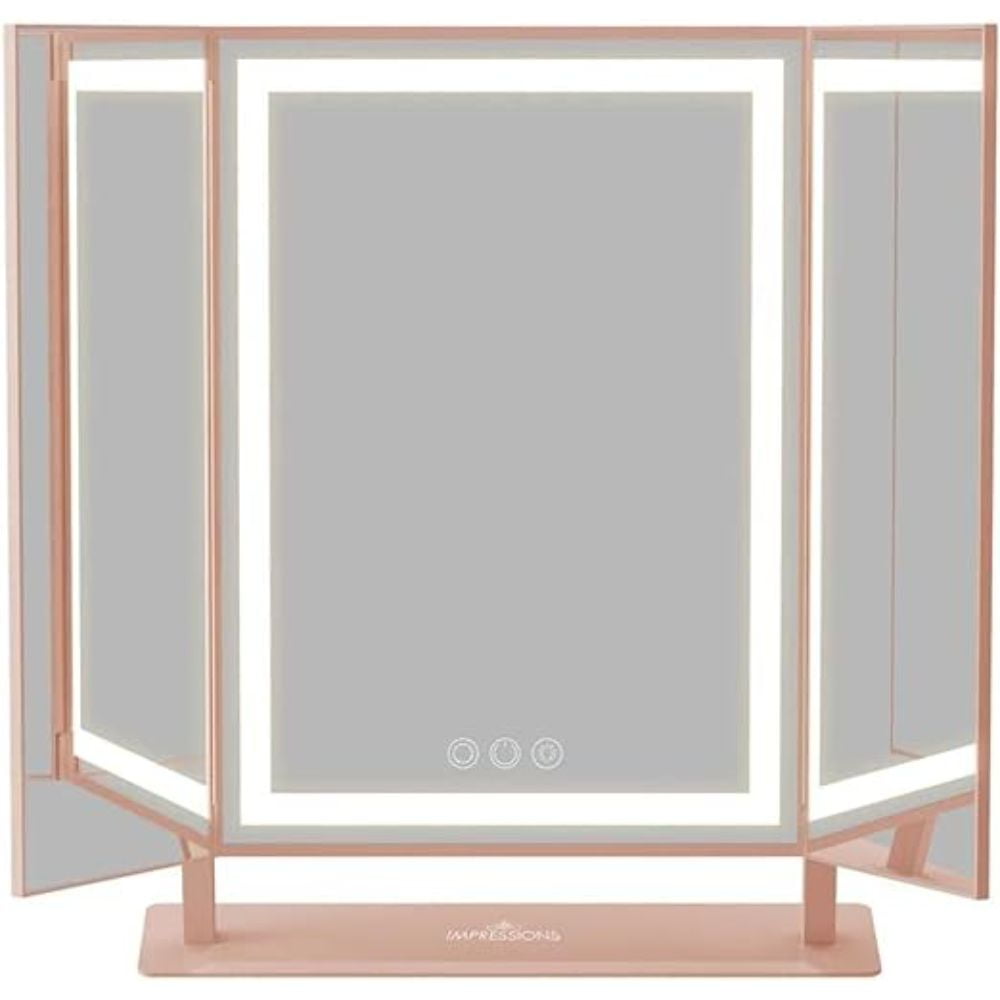 Impressions Vanity Lavish Trifold LED Tri Tone Makeup Mirror, 360