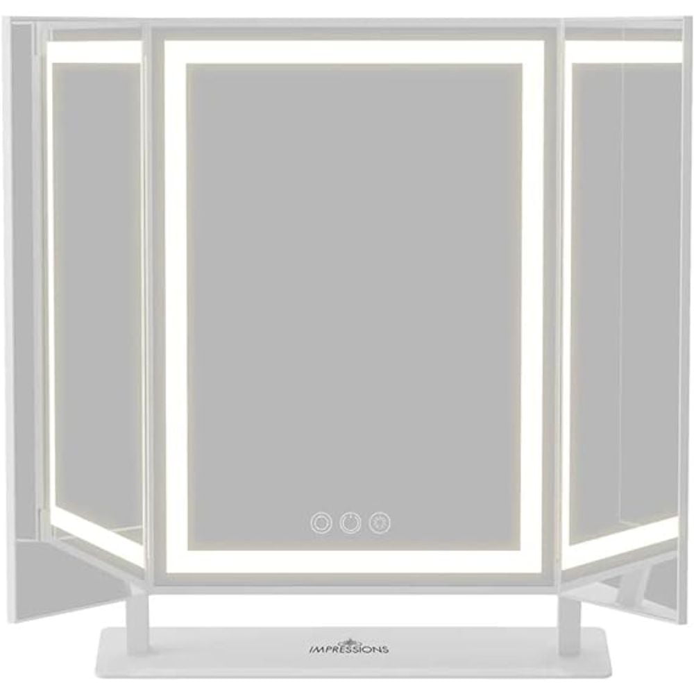 Impressions Vanity Lavish Trifold LED Tri Tone Makeup Mirror, 360