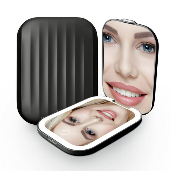 Impressions Vanity Linea LED Compact Mirror for Women with 10X Magnification and Touch Sensor