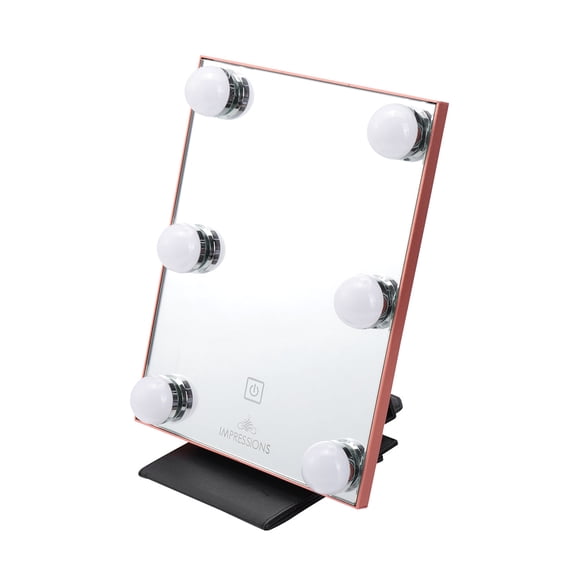 Impressions Vanity Lumiere Touch Pad Mini LED Makeup Mirror, Tabletop Lighted Vanity Mirrors (Rose Gold)