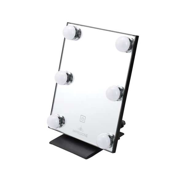 Impressions Vanity Lumiere Touch Pad Mini Makeup Mirror, Tabletop Lighted Vanity Mirrors (Black)