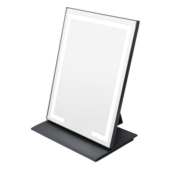 Impressions Vanity Lumiere Touch Pad Pro LED Makeup Mirror for Desk with Leather Cover Stand(Black)