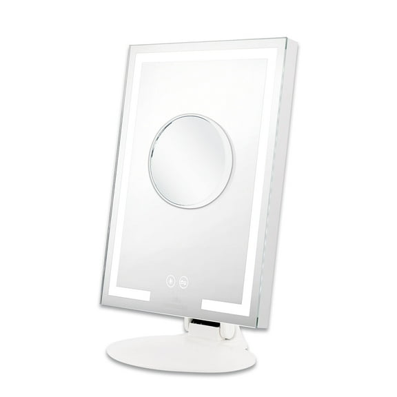 Impressions Vanity Lumire Touch Pad Mini Tabletop LED Makeup Mirror with Touch Sensor, Useful for Facial Use (White)