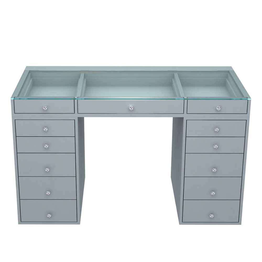 Impressions Vanity Makeup Desk with Drawers, SlayStation 2.0 Clear