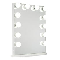Impressions Vanity Makeup Mirror, Hollywood Glow XL Lighted with 12 Dimmable Frosted Bulbs for Bedroom (Glossy White)