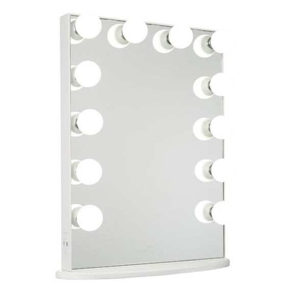Impressions Vanity Makeup Mirror, Hollywood Glow XL Lighted with 12 Dimmable Frosted Bulbs for Bedroom (Glossy White)