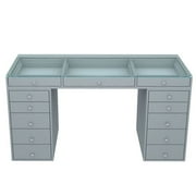 Impressions Vanity Makeup SlayStation 2.0 Dressing Table with Drawers Units Bundle Silver