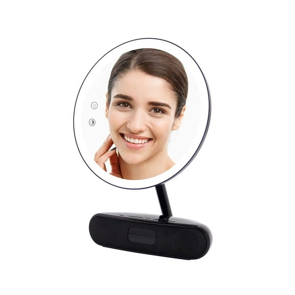Impressions Vanity Melody 9 inch Round Duotone Makeup Mirror, Tabletop Lighted Vanity Mirror (Black)
